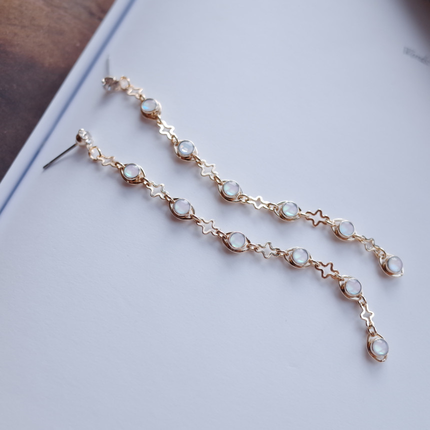 NO.53 Aurora Chain Long Drop Earrings Stylish Chic