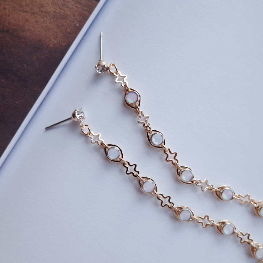 NO.53 Aurora Chain Long Drop Earrings Stylish Chic