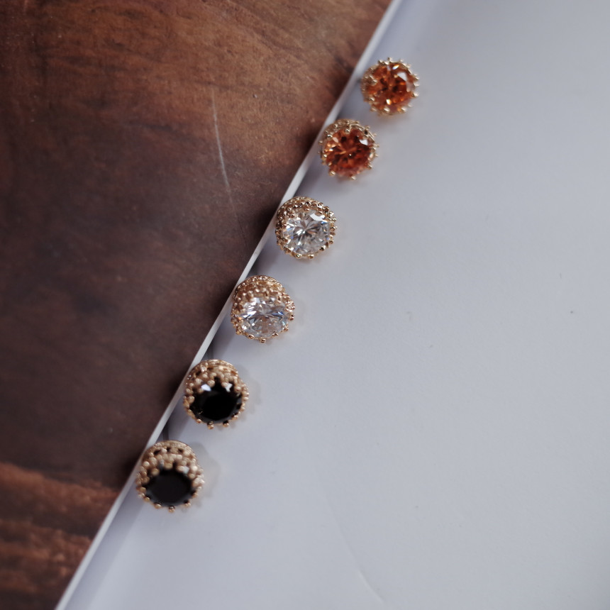 NO.54 3SET Swarovski color basic earrings Stylish 