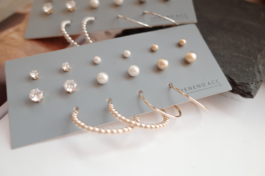 NO.52 Cubic Stone Ball All SET Earrings Unique sty