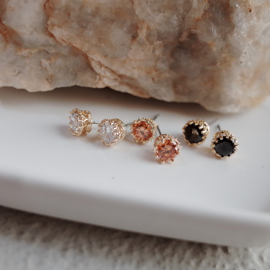 NO.54 3SET Swarovski color basic earrings Stylish 