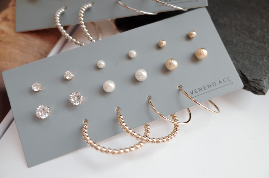 NO.52 Cubic Stone Ball All SET Earrings Unique sty