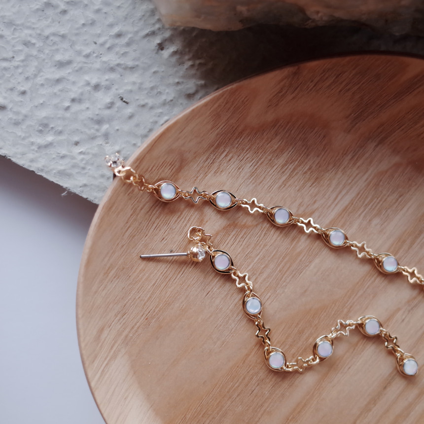 NO.53 Aurora Chain Long Drop Earrings Stylish Chic