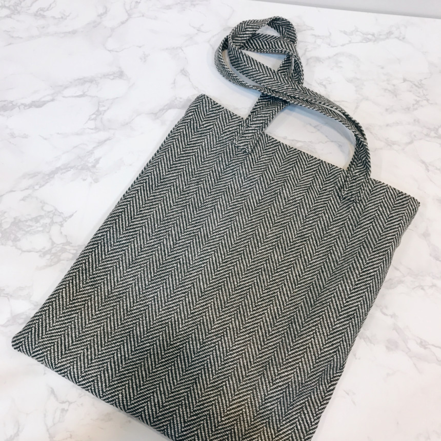 TOTE ECO SHOPPING TRAVEL Herringbone Eco Bag Back 