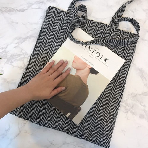 TOTE ECO SHOPPING TRAVEL Herringbone Eco Bag Back 
