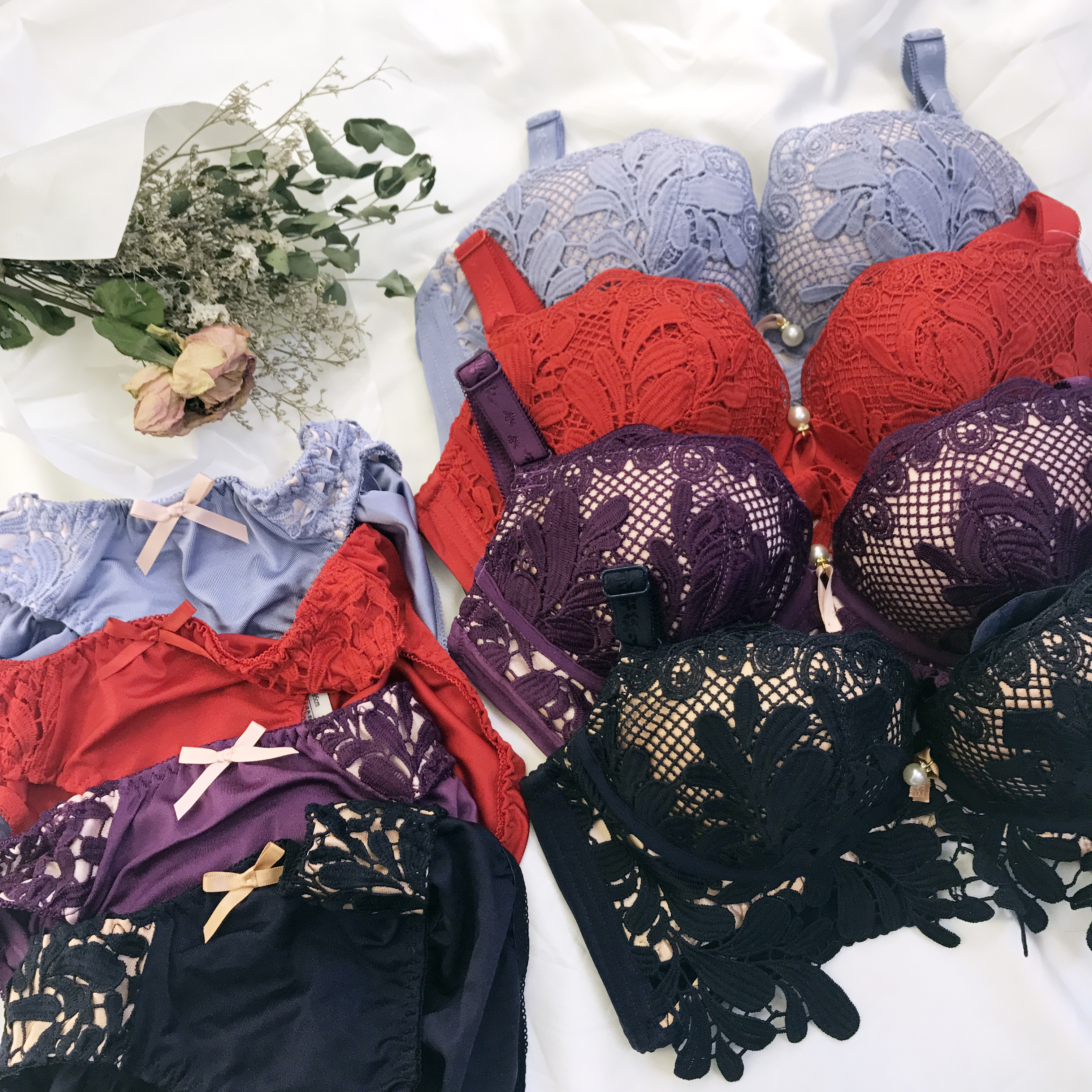 set lace beauty Wangfomong bra panties set underwe