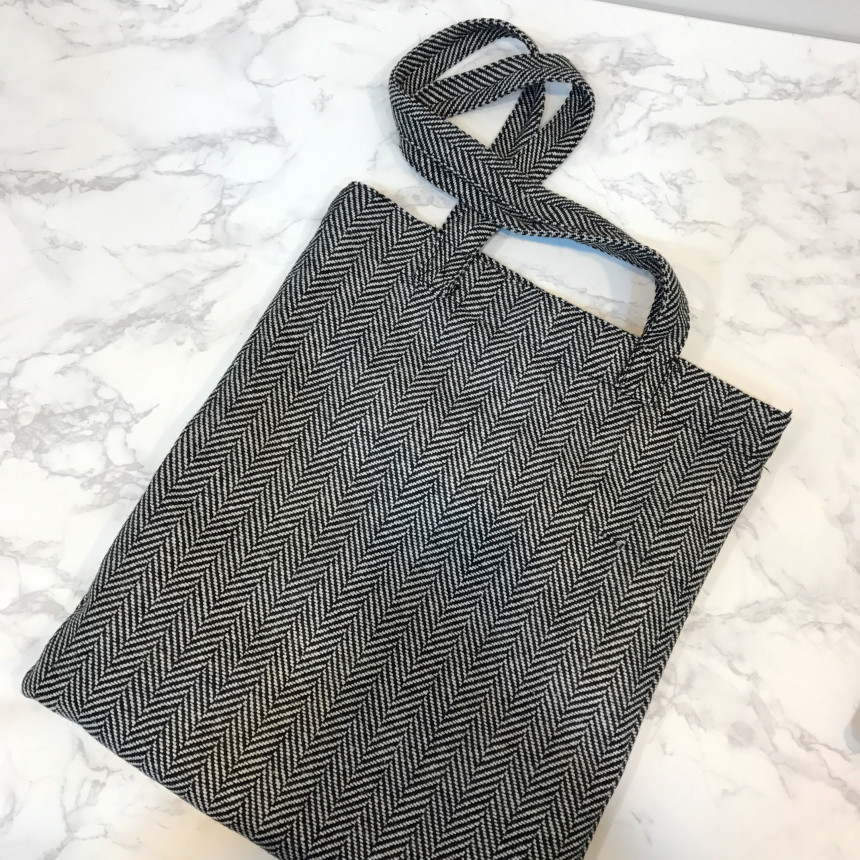 TOTE ECO SHOPPING TRAVEL Herringbone Eco Bag Back 