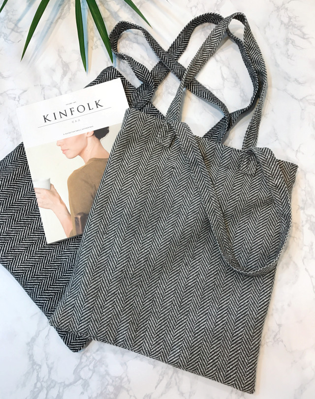 TOTE ECO SHOPPING TRAVEL Herringbone Eco Bag Back 