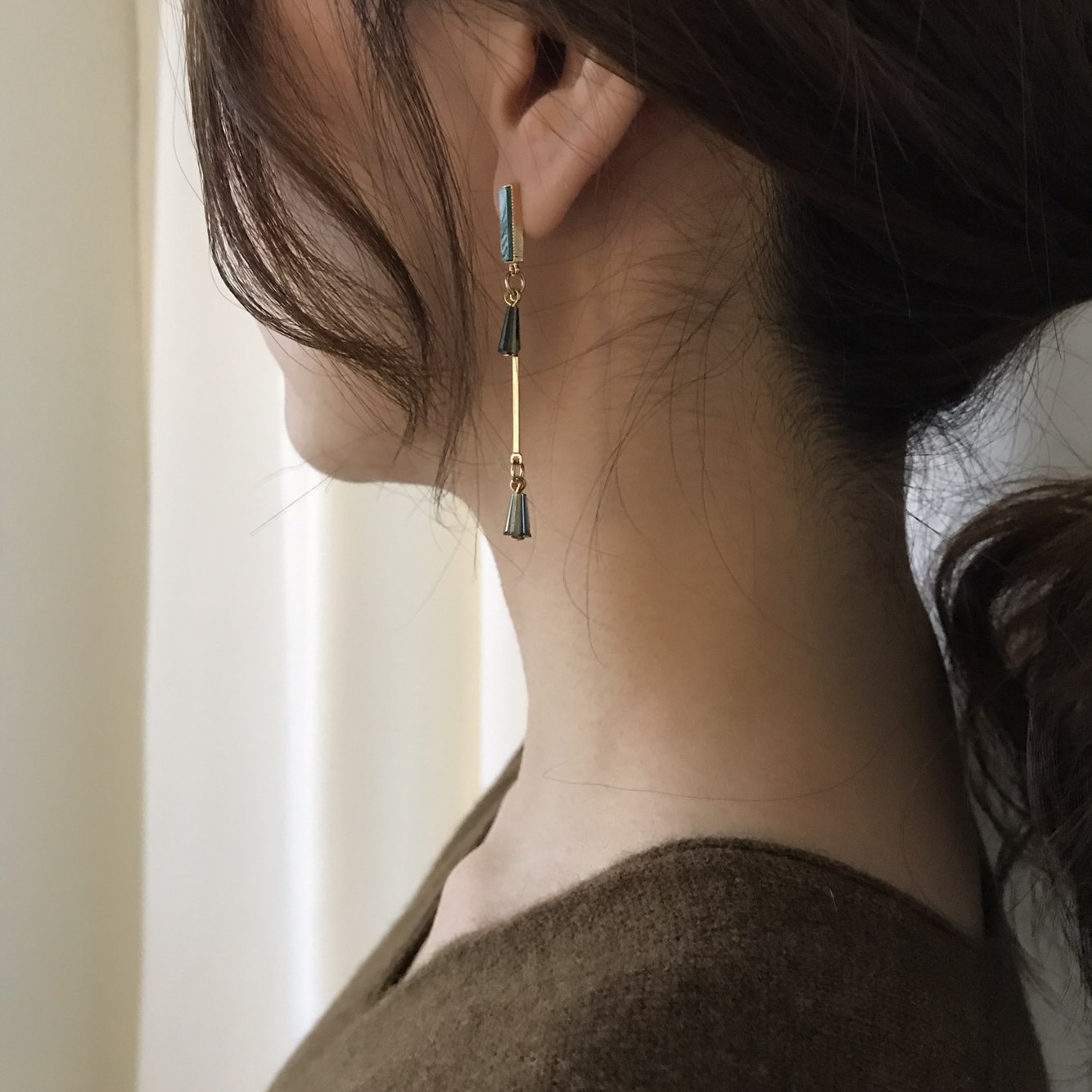 Diane Crystal Drop Earrings 4color Unique Design S