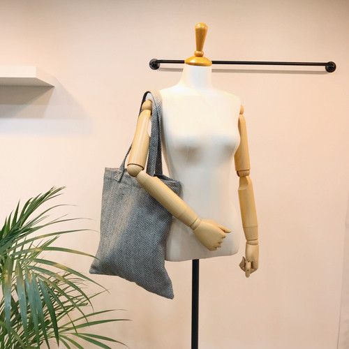 TOTE ECO SHOPPING TRAVEL Herringbone Eco Bag Back 