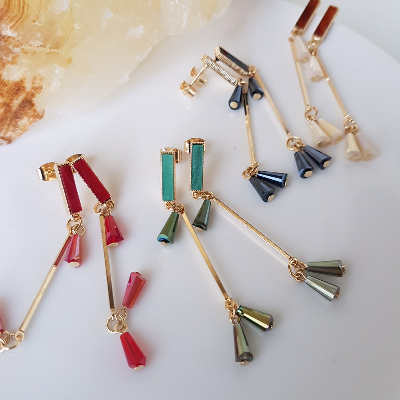 Diane Crystal Drop Earrings 4color Unique Design S