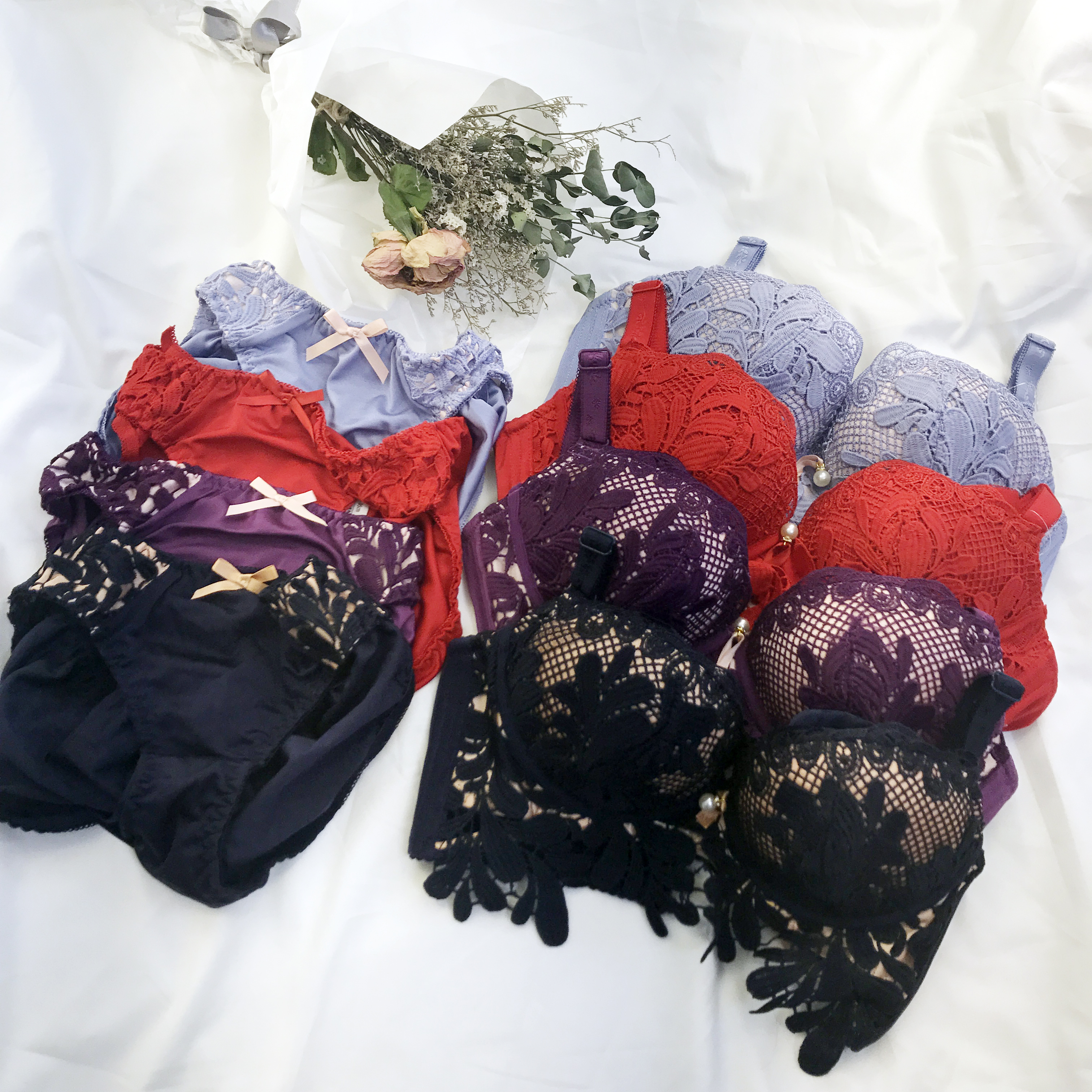 set lace beauty Wangfomong bra panties set underwe