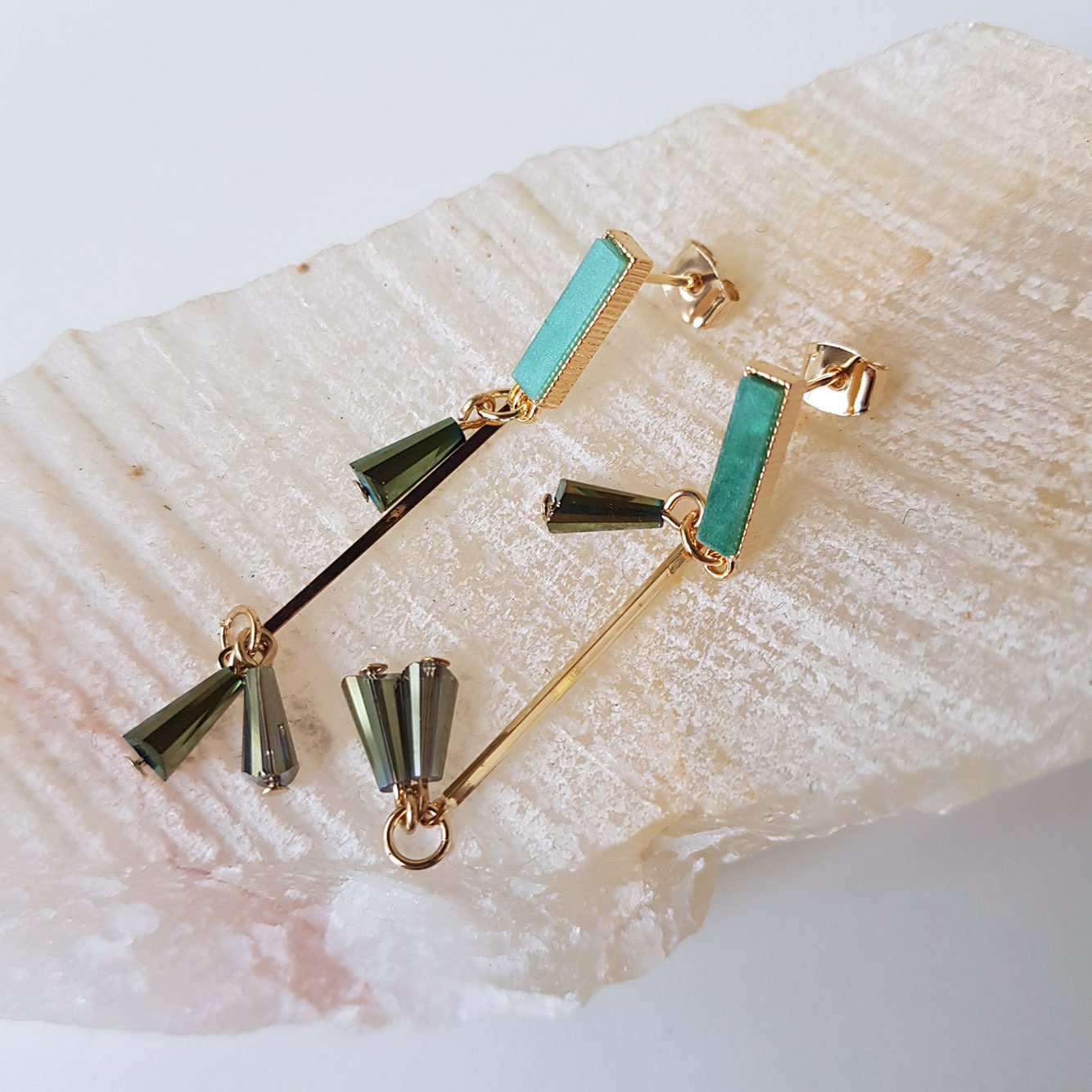 Diane Crystal Drop Earrings 4color Unique Design S
