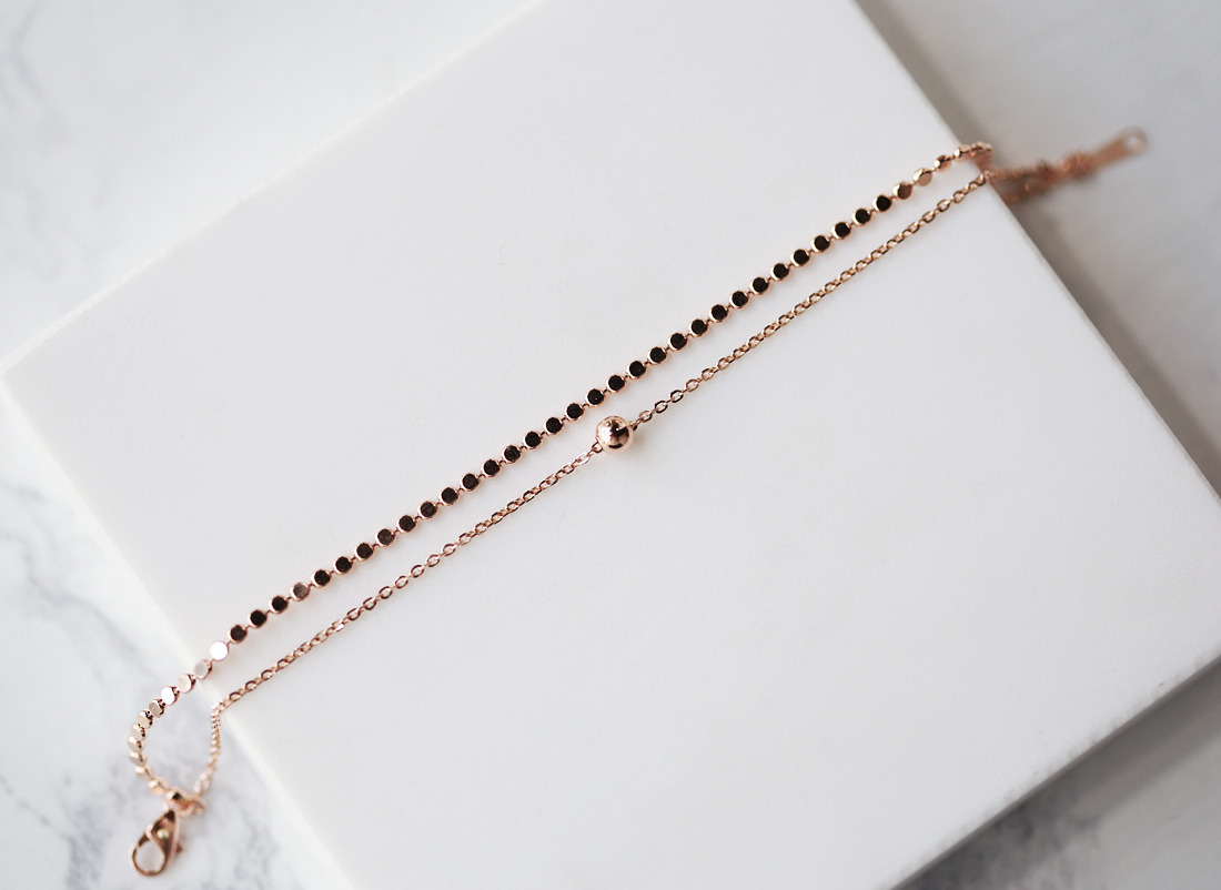 18k shiny double-stranded chain necklace 14k layer