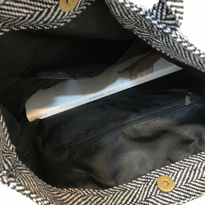 TOTE ECO SHOPPING TRAVEL Herringbone Eco Bag Back 