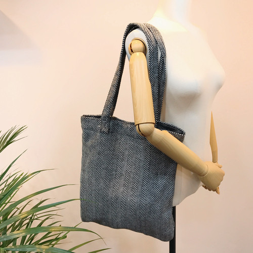 TOTE ECO SHOPPING TRAVEL Herringbone Eco Bag Back 