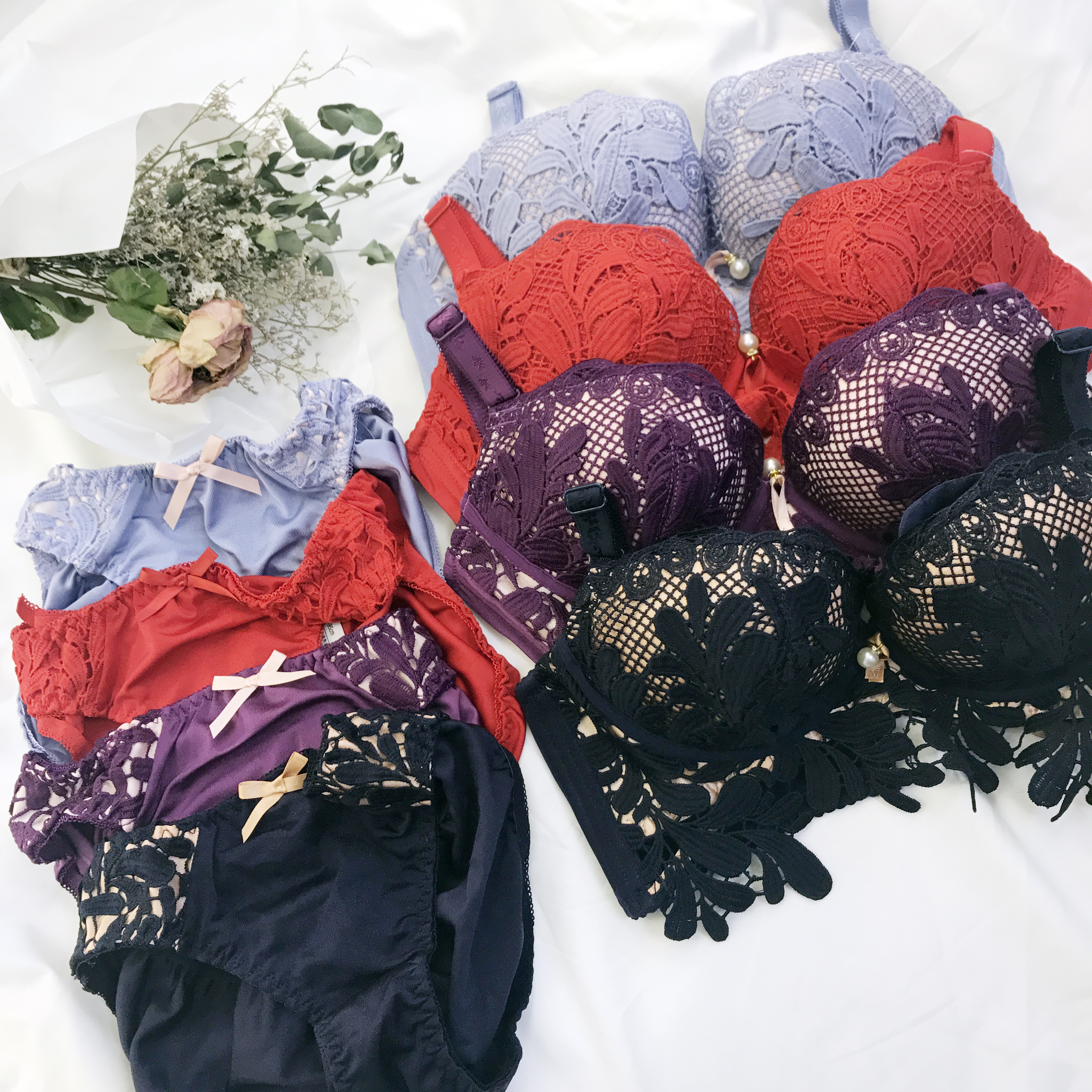 set lace beauty Wangfomong bra panties set underwe
