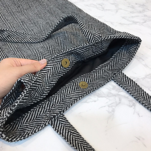 TOTE ECO SHOPPING TRAVEL Herringbone Eco Bag Back 