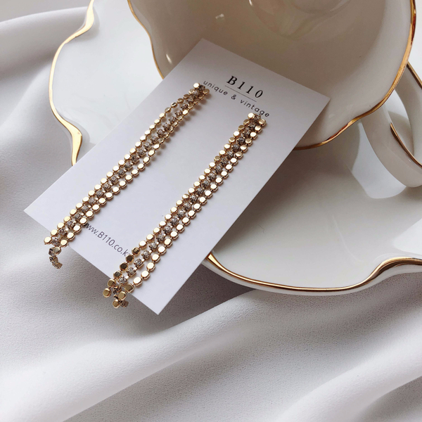 Star Lane Silver Cubic Long Drop Earrings 3color C