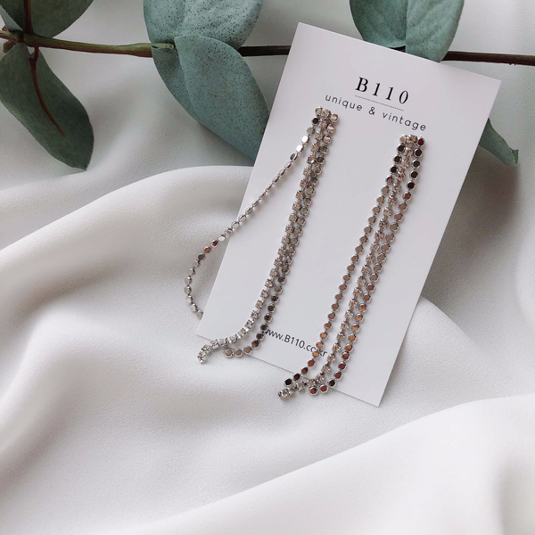 Star Lane Silver Cubic Long Drop Earrings 3color C