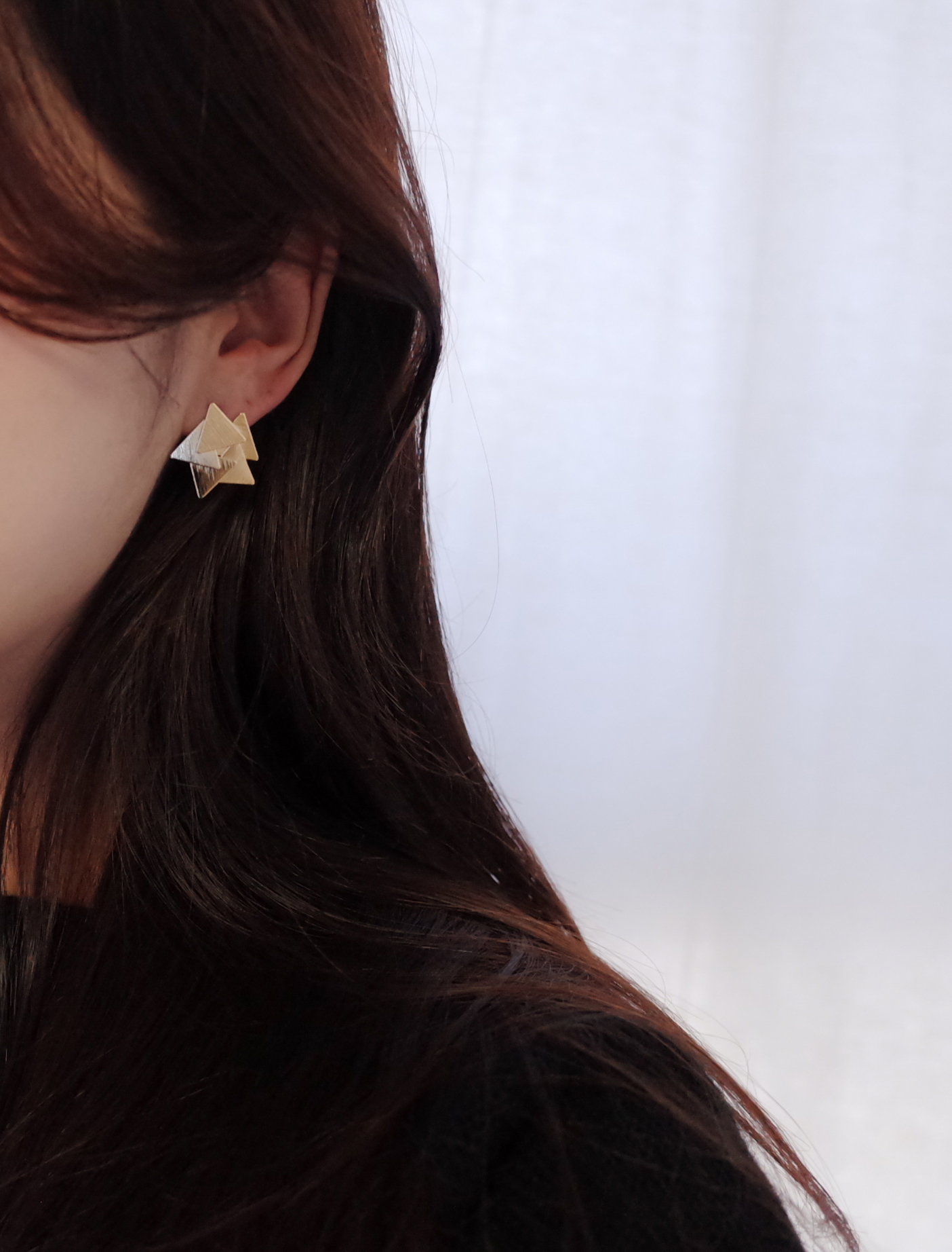 Triangular piece Circular metal Earrings Stylish c