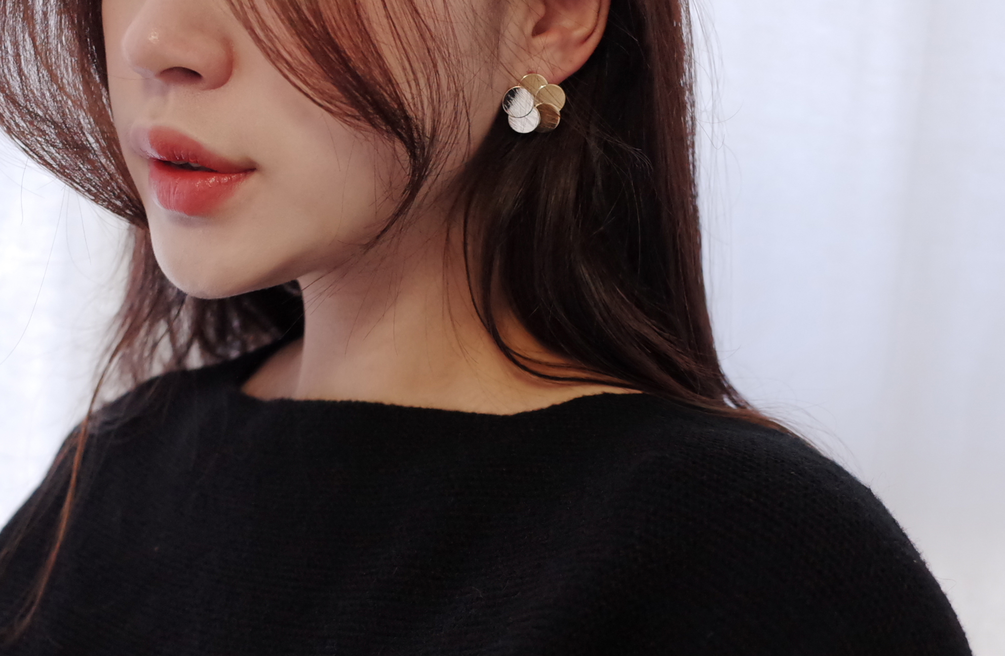 Triangular piece Circular metal Earrings Stylish c