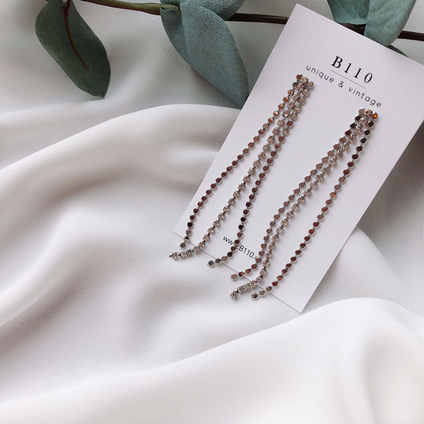 Star Lane Silver Cubic Long Drop Earrings 3color C