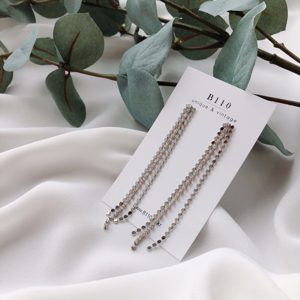 Star Lane Silver Cubic Long Drop Earrings 3color C