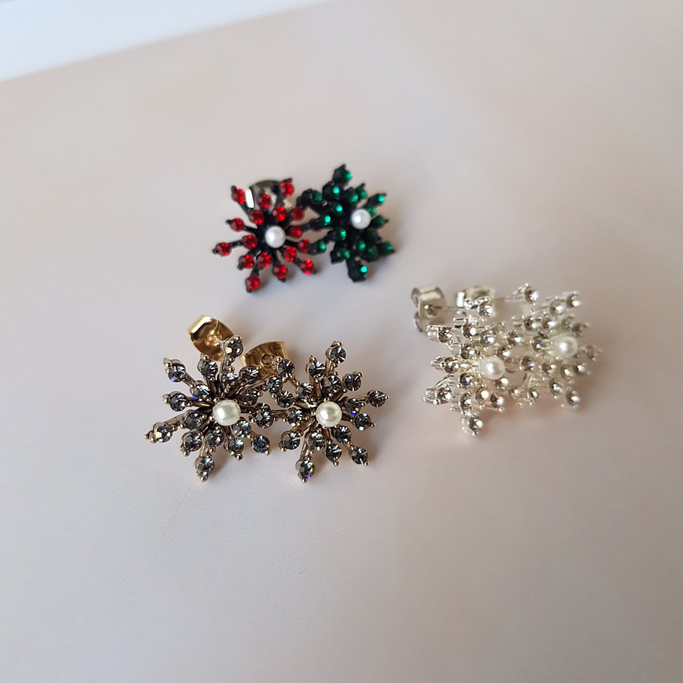 Erin Snow Flower Cubic Daily Earring 3color Weddin