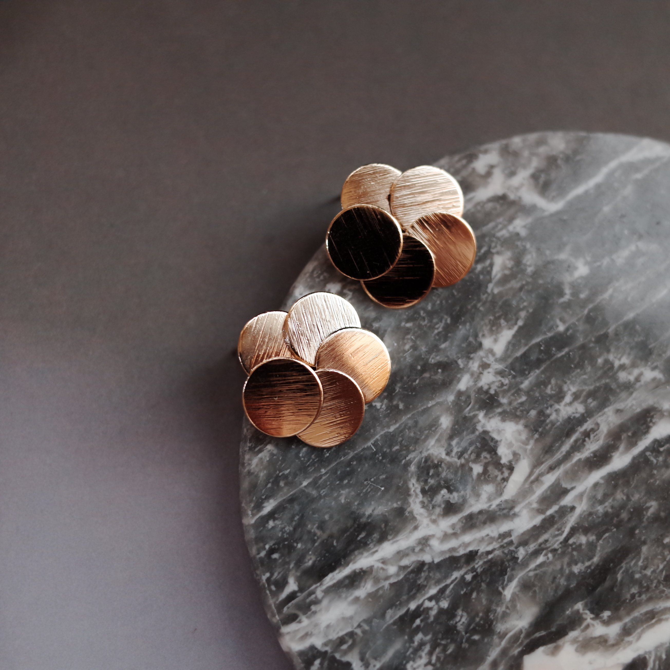 Triangular piece Circular metal Earrings Stylish c