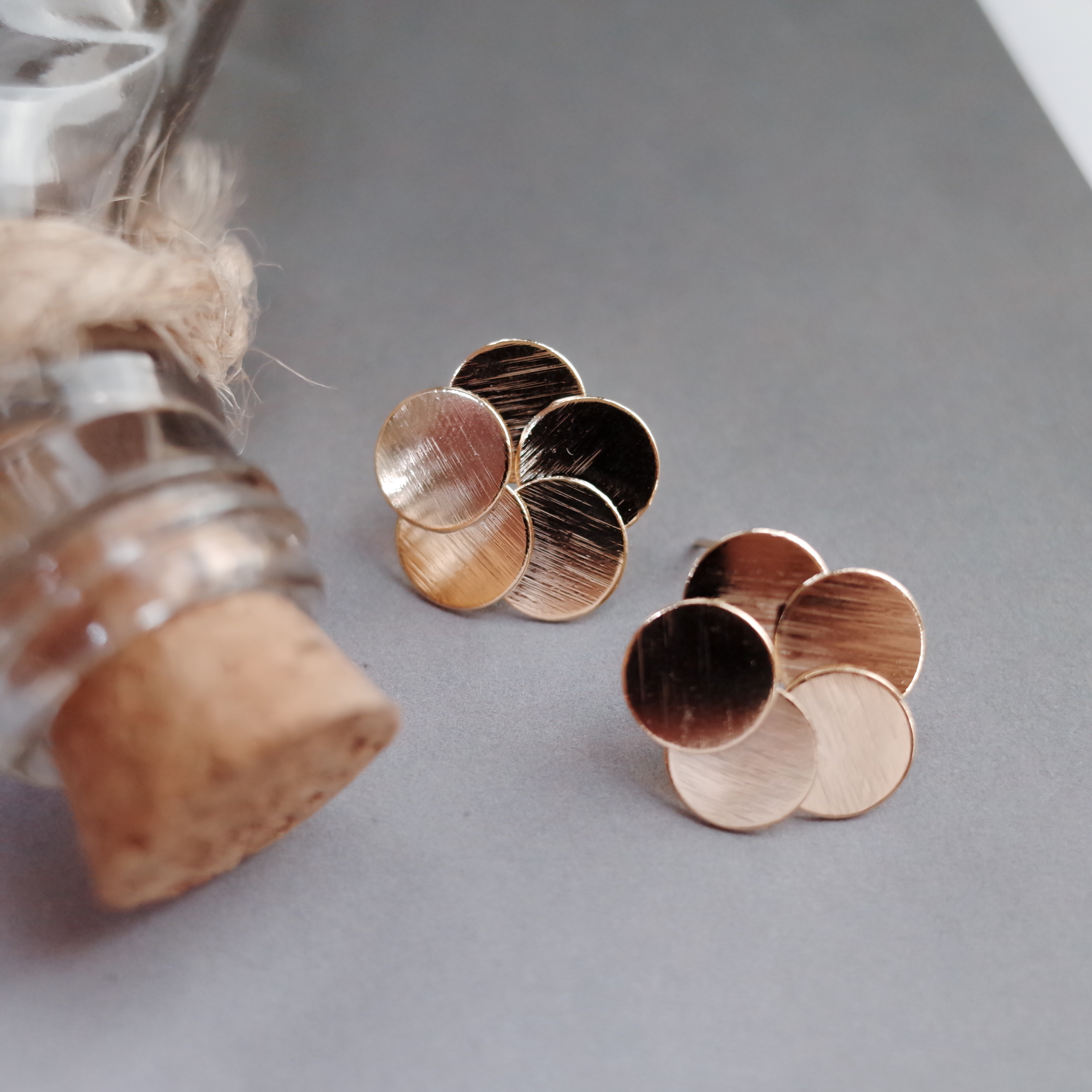 Triangular piece Circular metal Earrings Stylish c