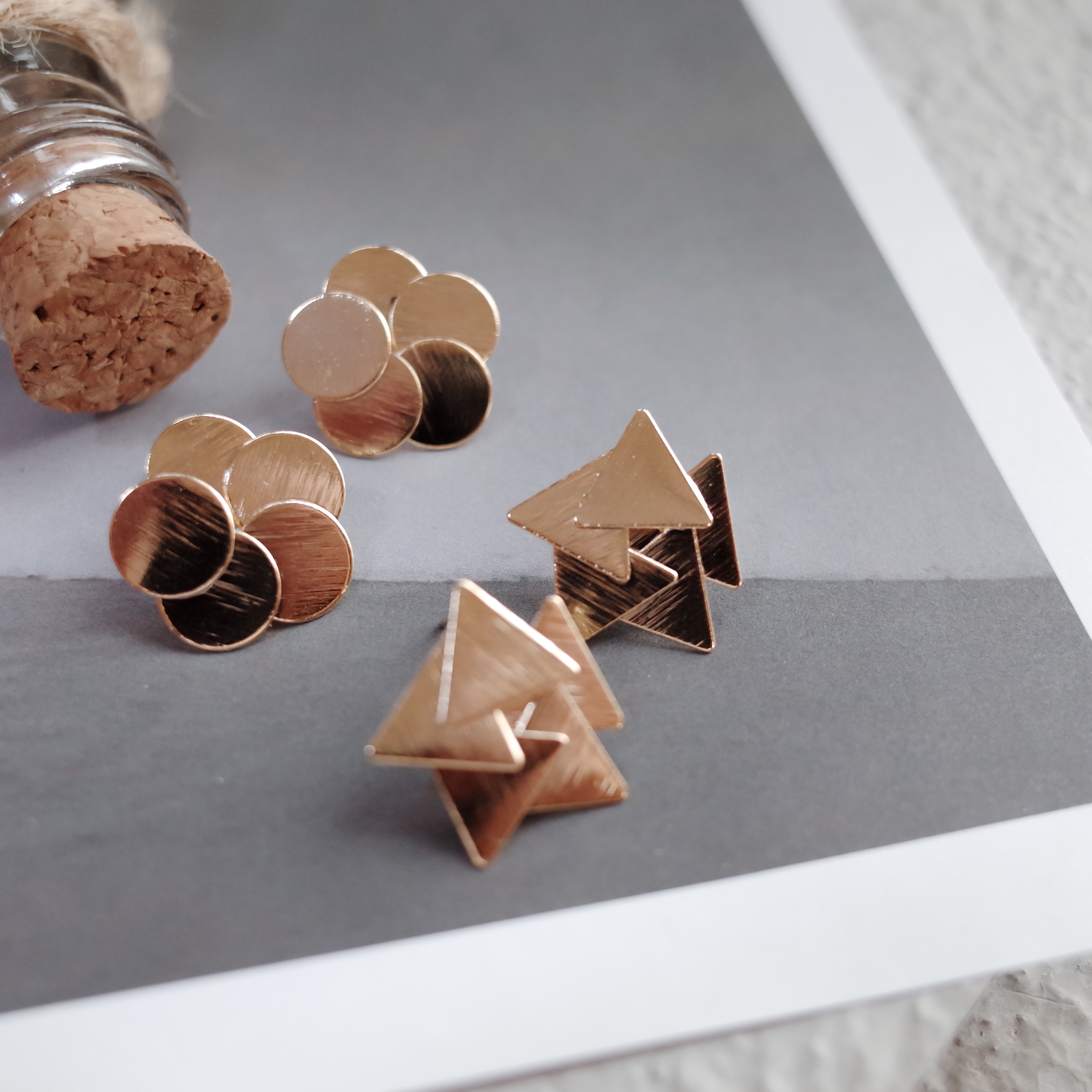 Triangular piece Circular metal Earrings Stylish c