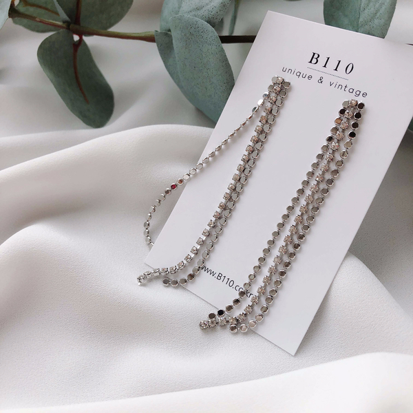 Star Lane Silver Cubic Long Drop Earrings 3color C