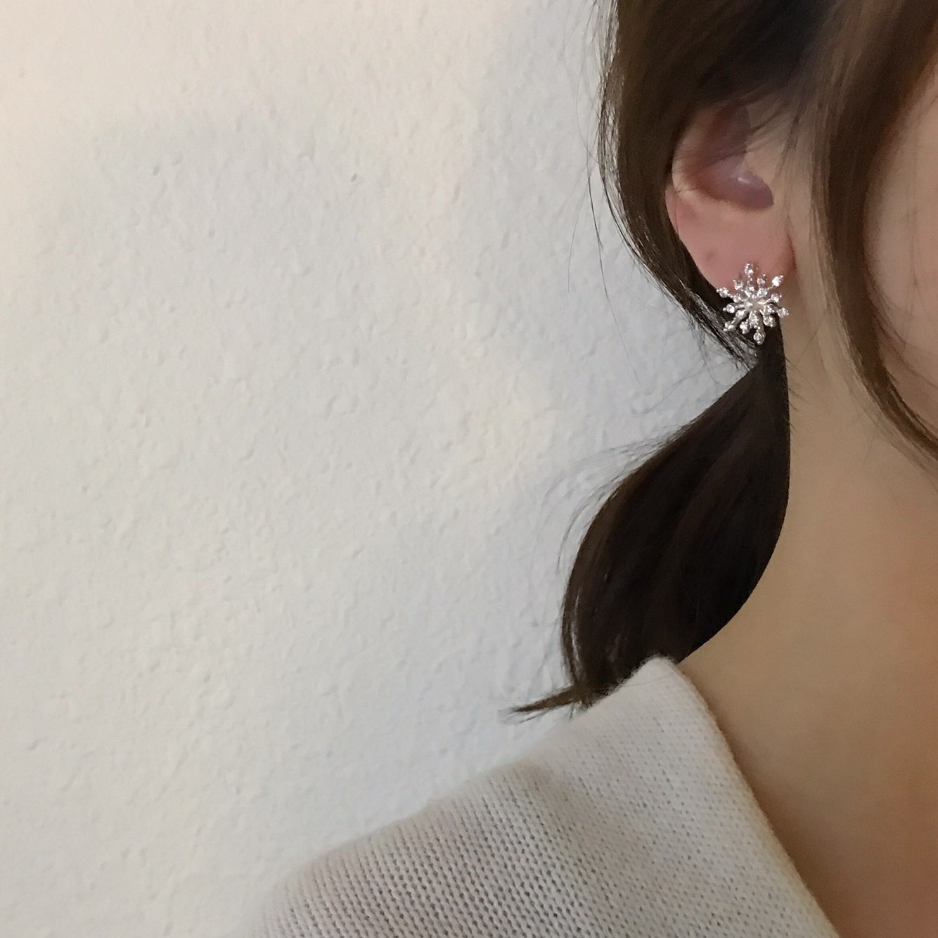 Erin Snow Flower Cubic Daily Earring 3color Weddin