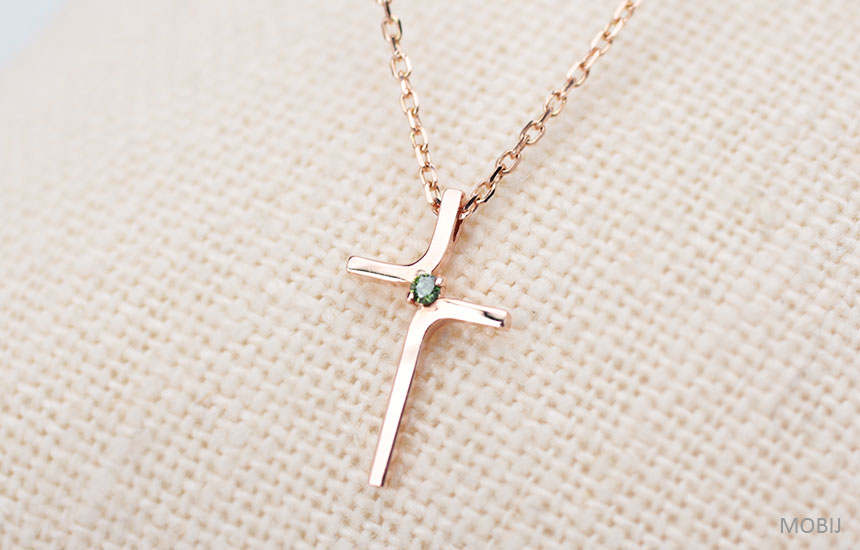 14K 18K Green Diabolic Cross Necklace Girl Gift Ch