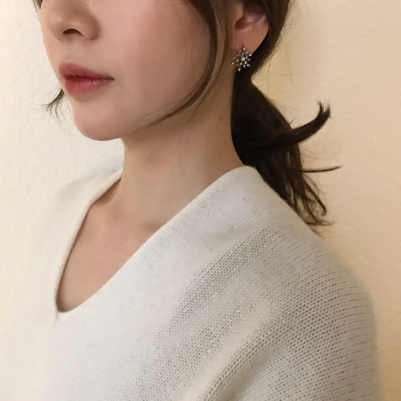 Erin Snow Flower Cubic Daily Earring 3color Weddin