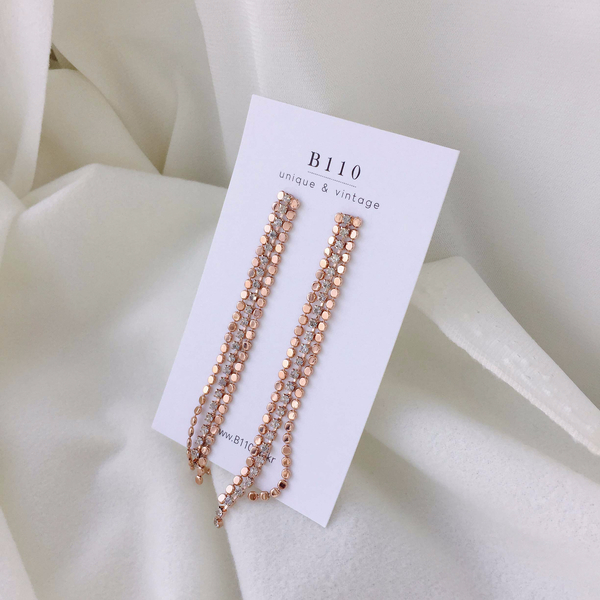 Star Lane Silver Cubic Long Drop Earrings 3color C