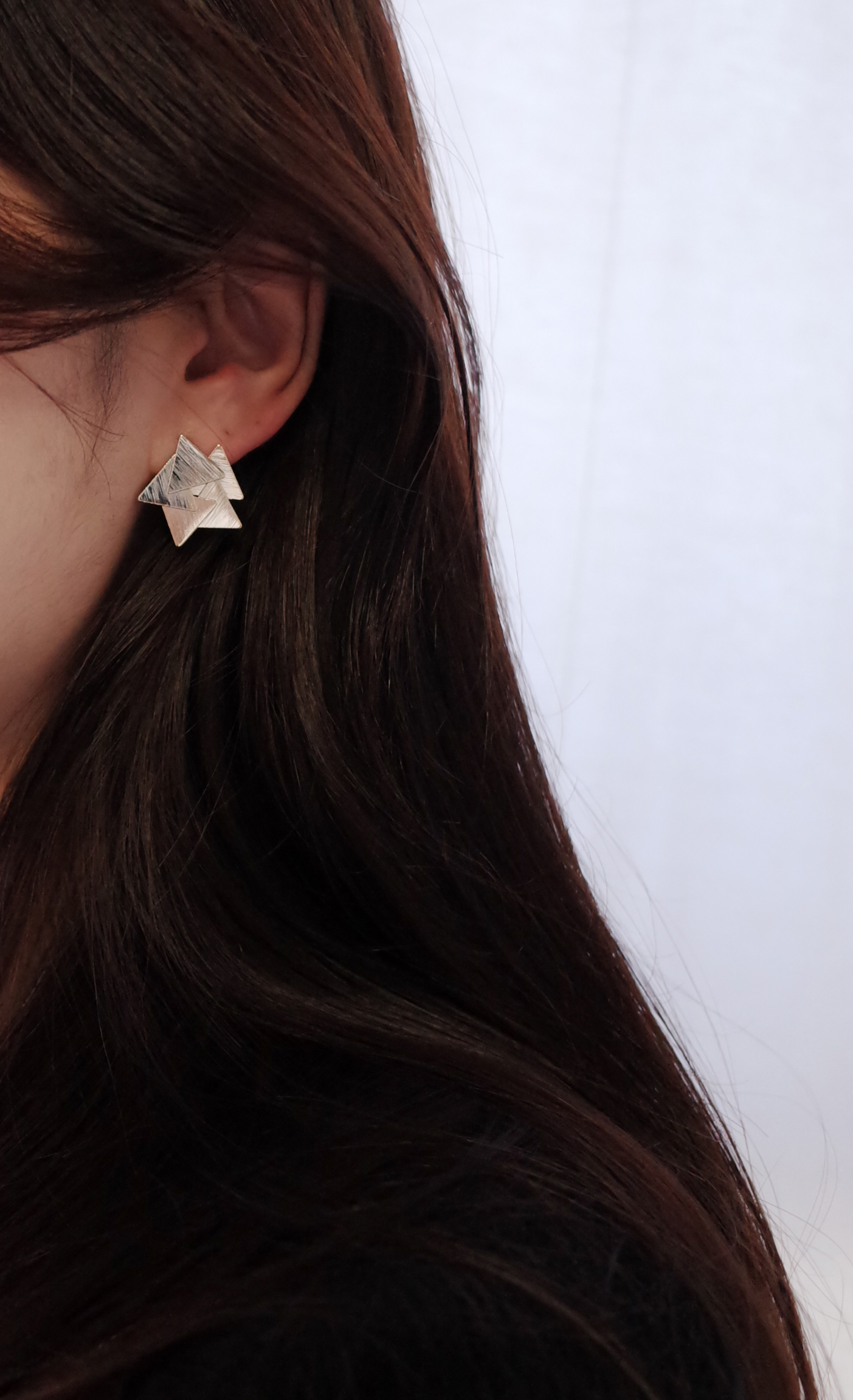 Triangular piece Circular metal Earrings Stylish c