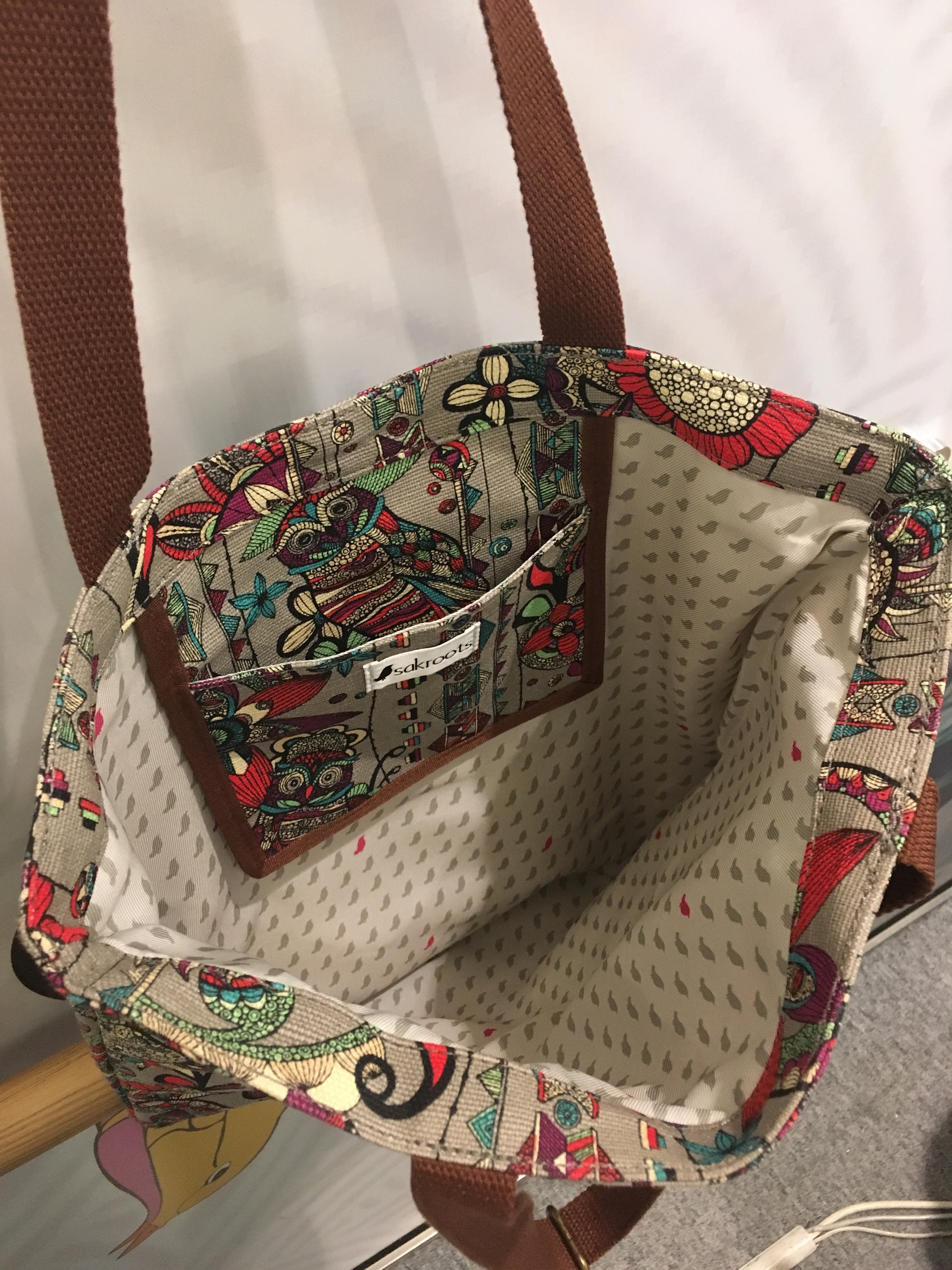 TOTE ECO SHOPPING TRAVEL Slacks Gray Owl Pattern E