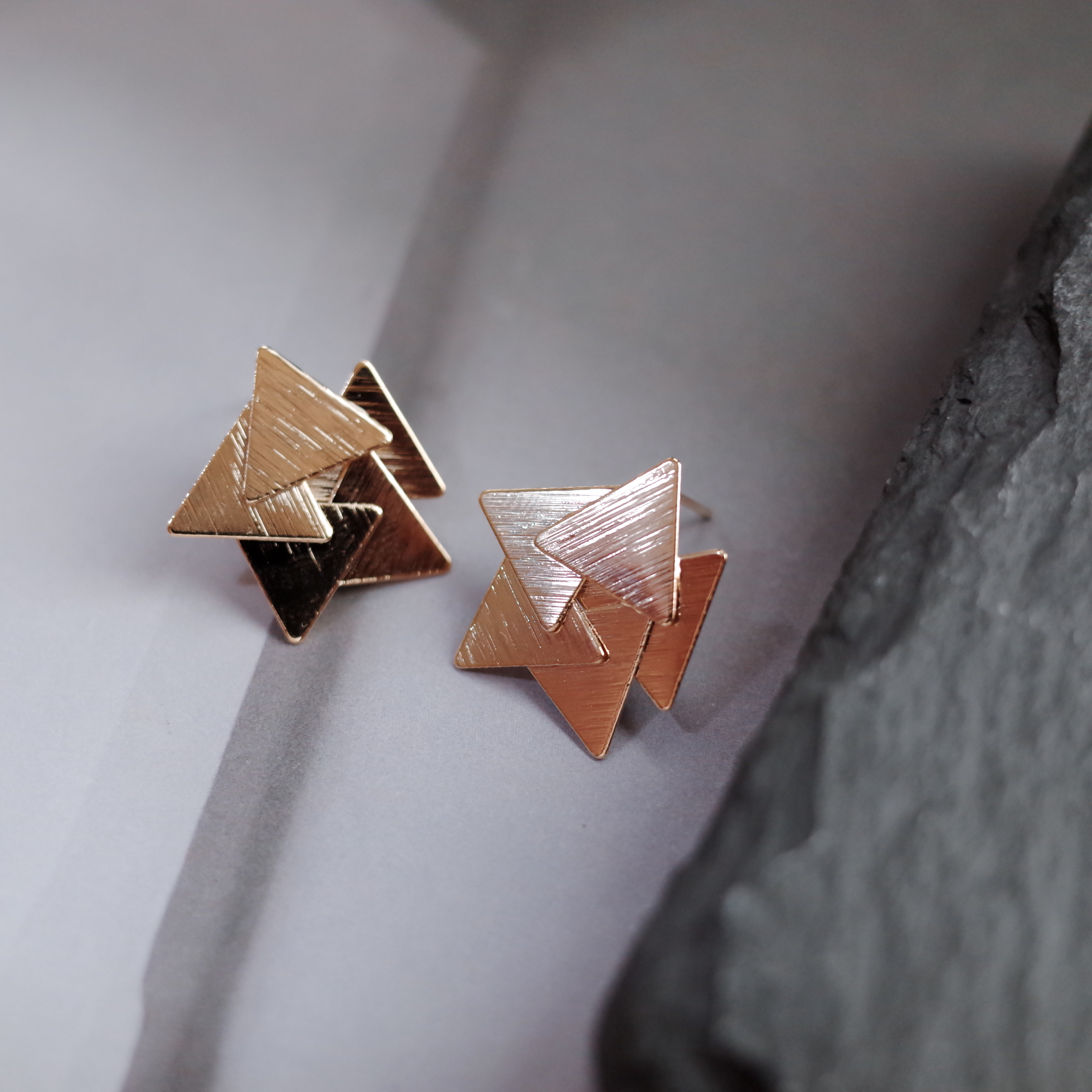 Triangular piece Circular metal Earrings Stylish c