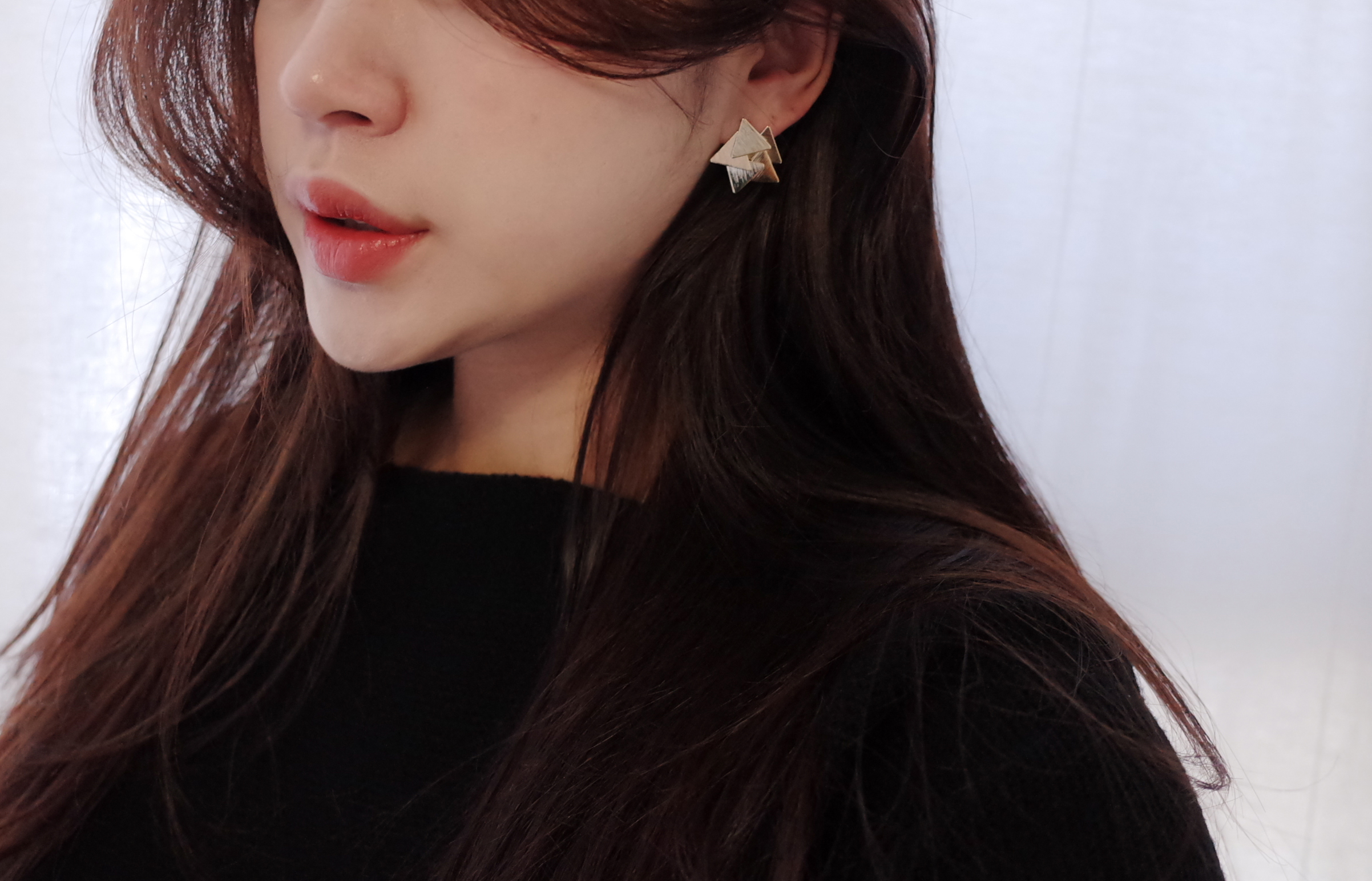 Triangular piece Circular metal Earrings Stylish c