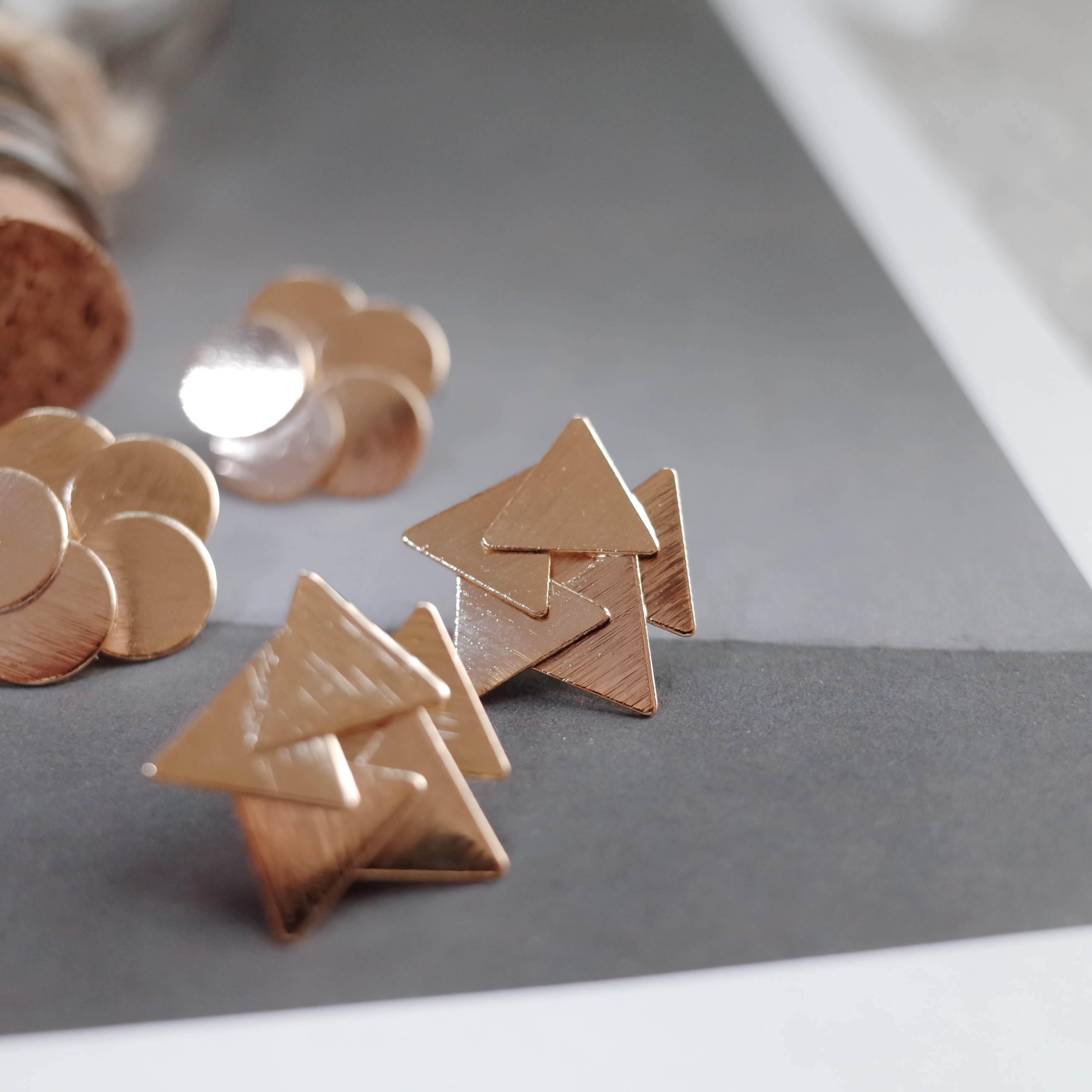 Triangular piece Circular metal Earrings Stylish c