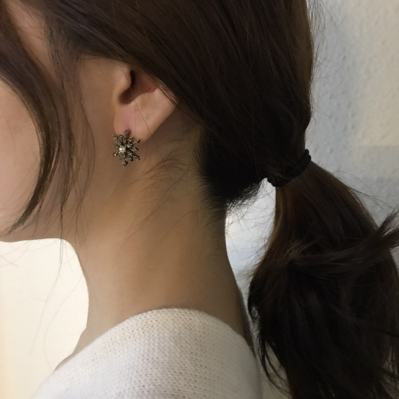 Erin Snow Flower Cubic Daily Earring 3color Weddin