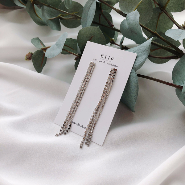 Star Lane Silver Cubic Long Drop Earrings 3color C