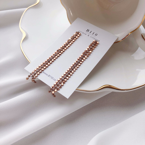 Star Lane Silver Cubic Long Drop Earrings 3color C