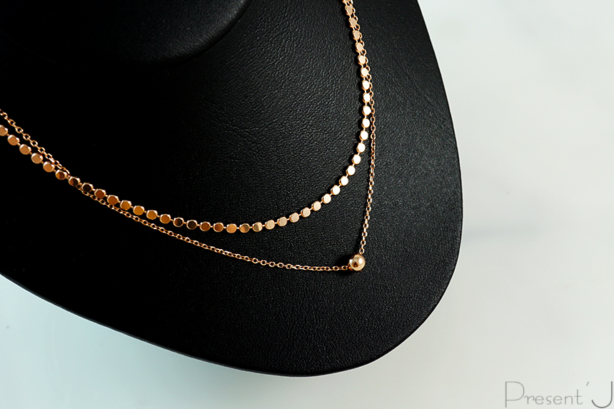 14k 18k layered two-ball necklace 30 men 2 women