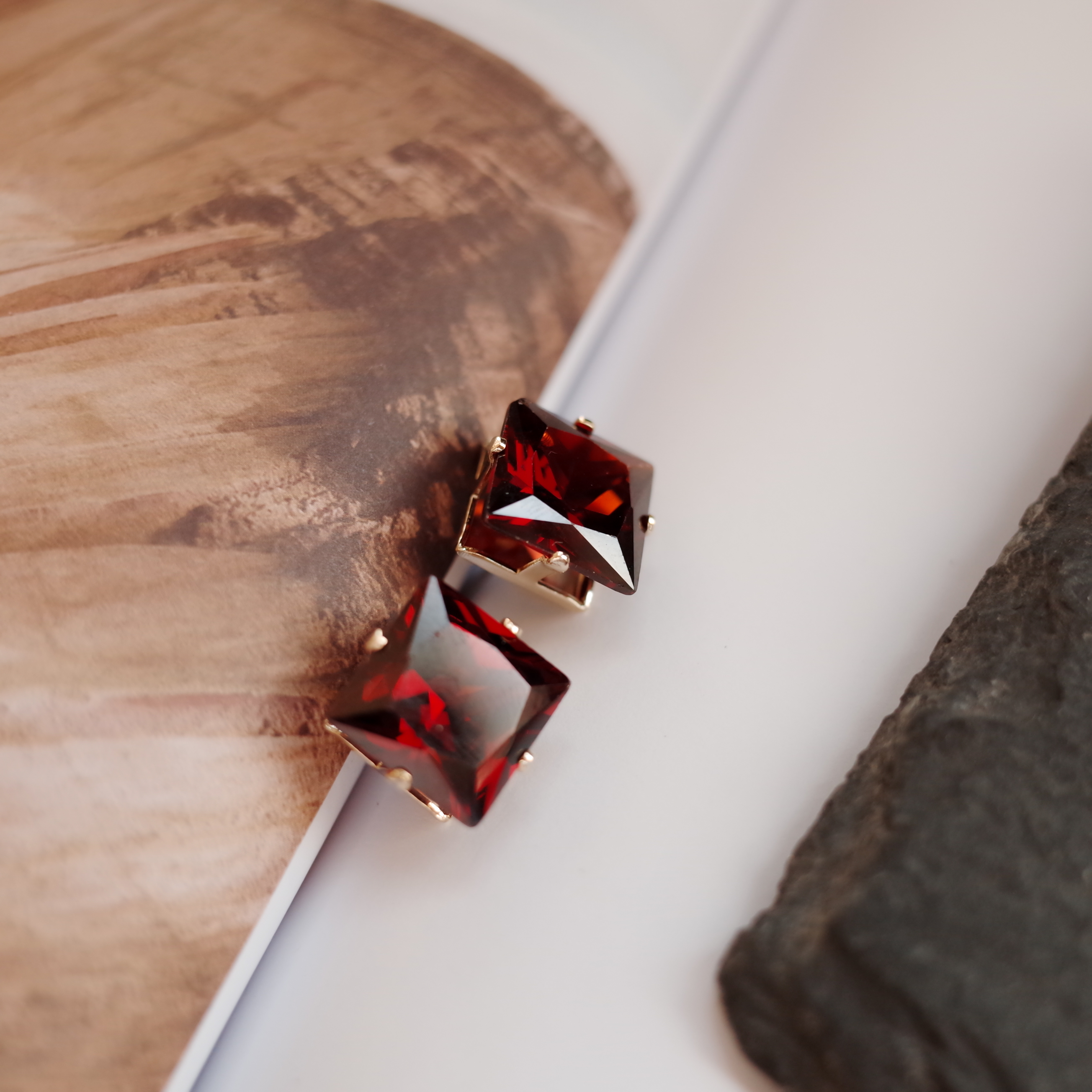 NO.57 Cubic Color Cubic Square Earrings Stylish Ch