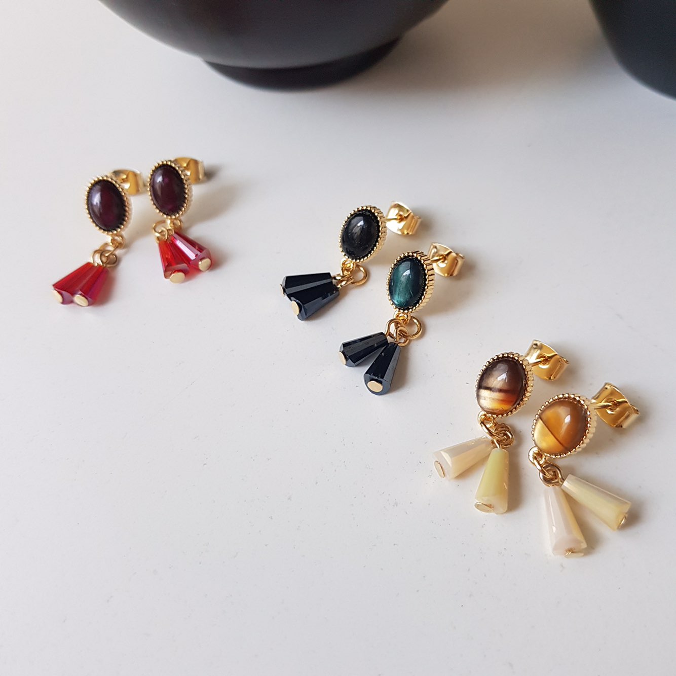 Crystal Pure Hommage Drop Earrings 3color Minimal 