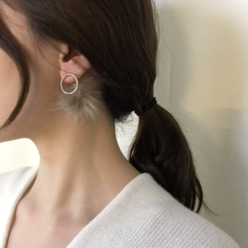 Ronnie Mink Cubic Two-Way Earrings 4color Lovely C