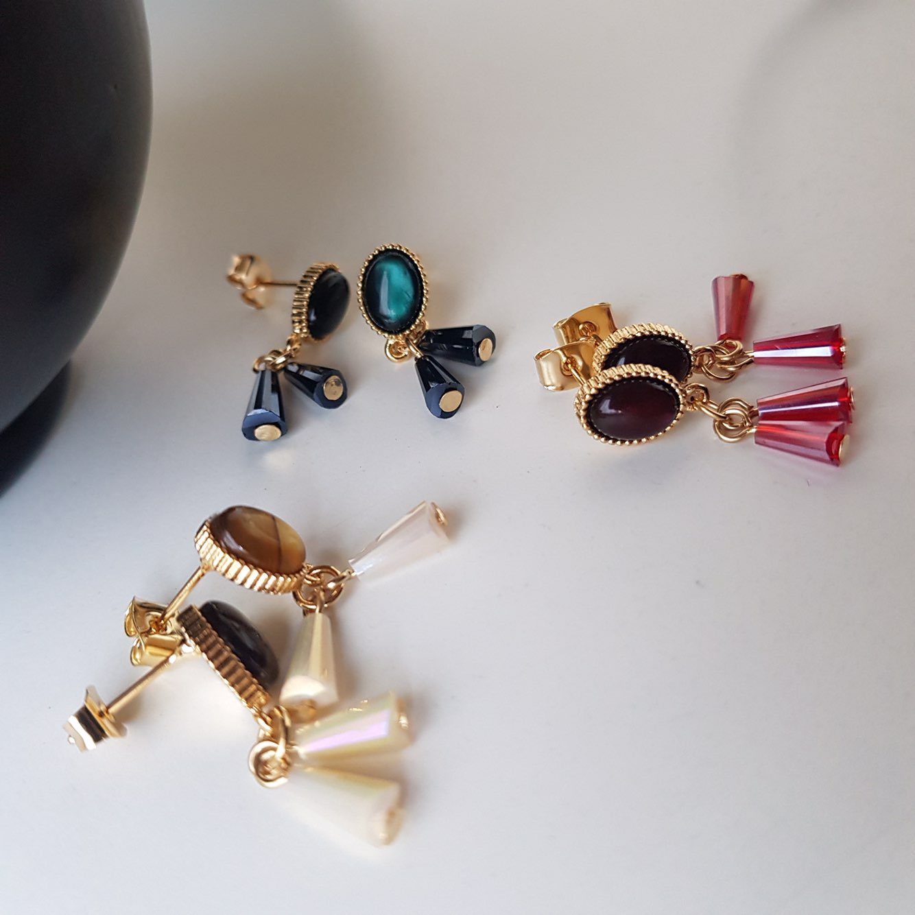 Crystal Pure Hommage Drop Earrings 3color Minimal 